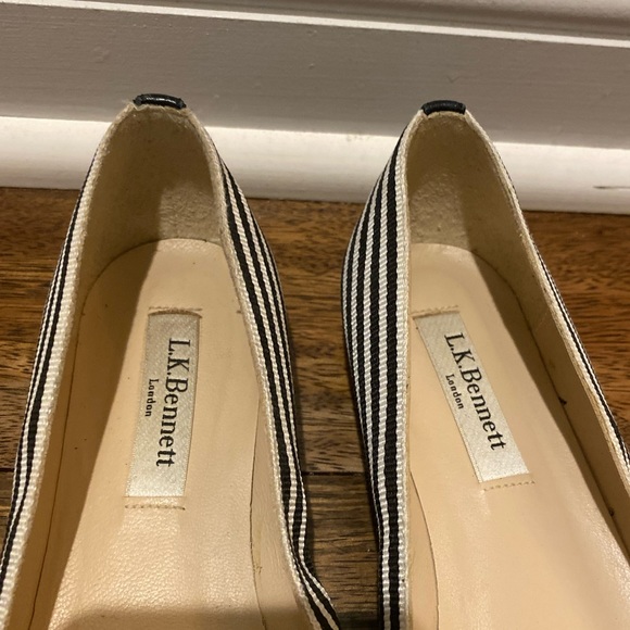 L.K. Bennett London Savannah Black Stripe Flats sz 36/6 - Picture 2 of 6